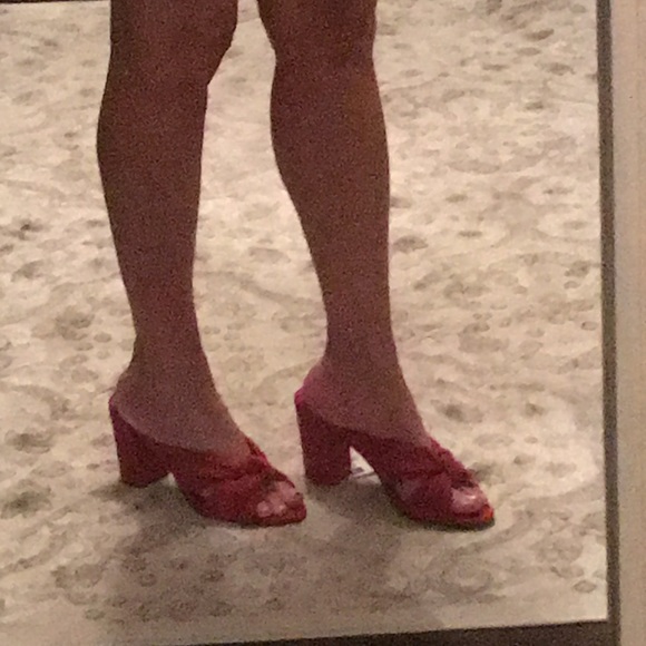 Red Suede Mules - Picture 5 of 6